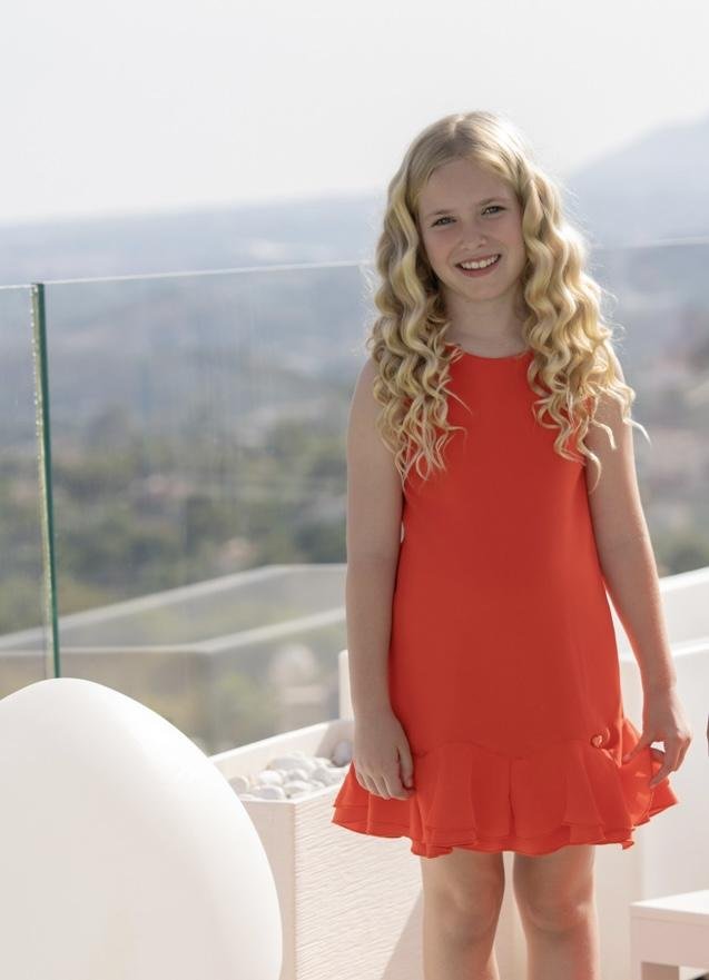 vestido sin mangas gasa naranja chica Miranda