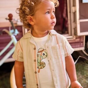 camisa rayas bambula naranja bebé niño Mayoral