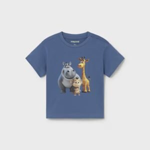 camiseta manga corta azul animales bebé niño Mayoral