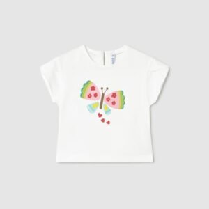 camiseta blanca mariposa bebé niña Mayoral