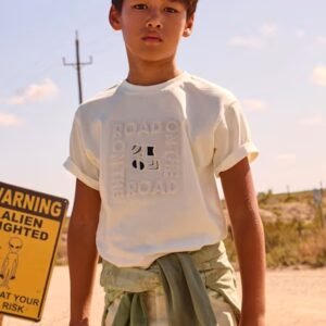 camiseta manga corta blanca letras chico Mayoral