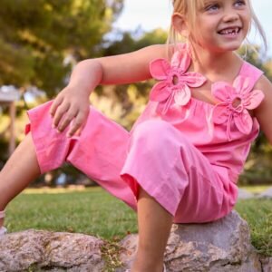 conjunto pantalón largo rosa aplique flor mini niña Mayoral