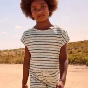 top algodón rayas beige chica Mayoral
