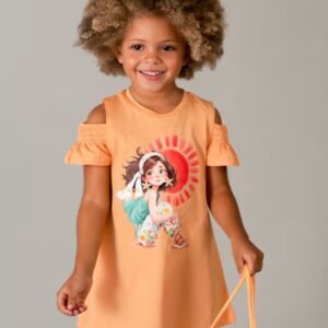 vestido manga corta naranja con bolsito mini niña Mayoral