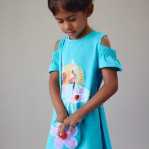 vestido manga corta turquesa con bolsito mini niña Mayoral