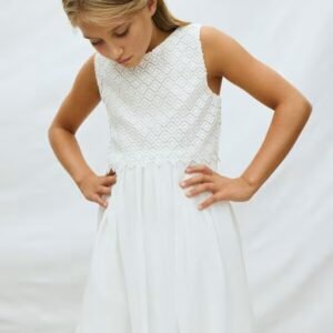 vestido combinado gasa blanco chica Mayoral