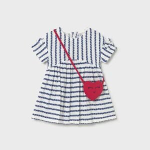 vestido rayas azul con bolso corazón bebé niña Mayoral