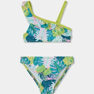 bikini estampado flores verde y azul chica Boboli
