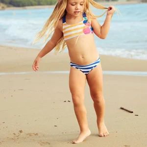 bikini rayas azul y amarillas mini niña Boboli