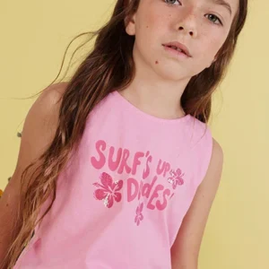 camiseta tirantes rosa surf chica boboli