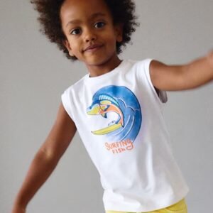 camiseta tirantes blanca pez mini niño Mayoral