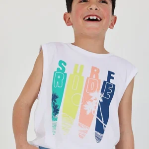 camiseta tirantes blanca surf chico Boboli