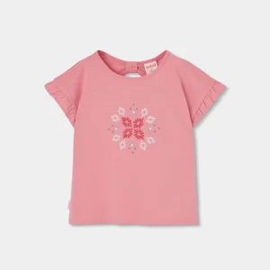 camiseta bordada rosa mini niña Boboli
