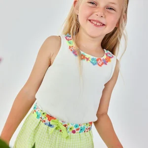 camiseta canalé tirantes blanca niña Boboli