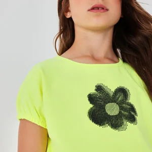 camiseta manga corta verde flúor chica Boboli