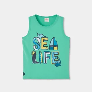 camiseta tirantes verde agua mini niño Boboli