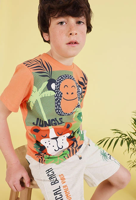 camiseta m/c estampada animales mini niño Boboli