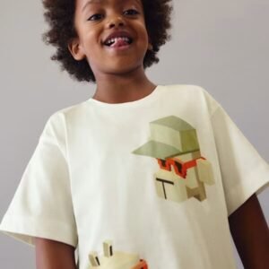 camiseta m/c nata serigrafía minecraft mini niño Mayoral