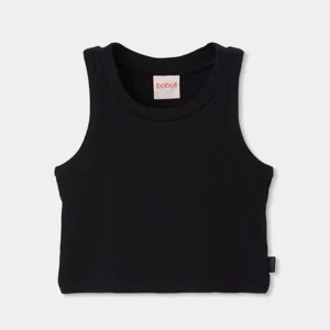 top canalé tirantes negro chica Boboli