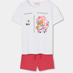 conjunto punto blanco y fucsia niña Boboli