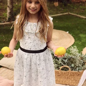 vestido gasa blanco estampado flores Boboli chica