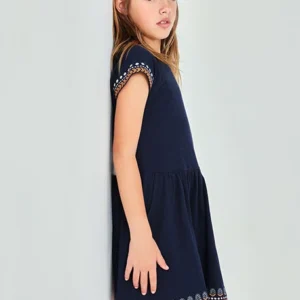 vestido punto manga corta marino chica Boboli