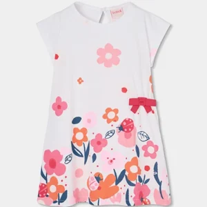 vestido punto blanco estampado niña boboli