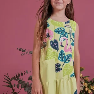 vestido punto verde flamenco chica Boboli