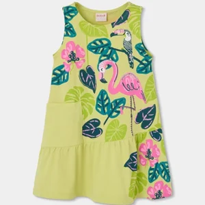 vestido punto verde flamenco chica Boboli