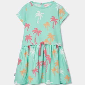 vestido algodón estampado palmeras mini niña Boboli
