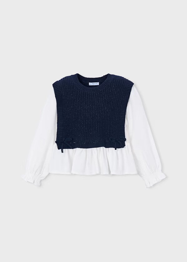camisa con chaleco tricot marino mini niña Mayoral - Imagen 2