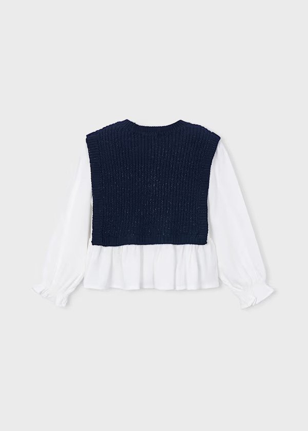 camisa con chaleco tricot marino mini niña Mayoral - Imagen 3