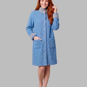 bata larga chenilla mujer azul Señoretta