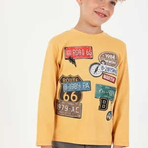 camiseta manga larga amarilla ruta 66 mini niño Boboli