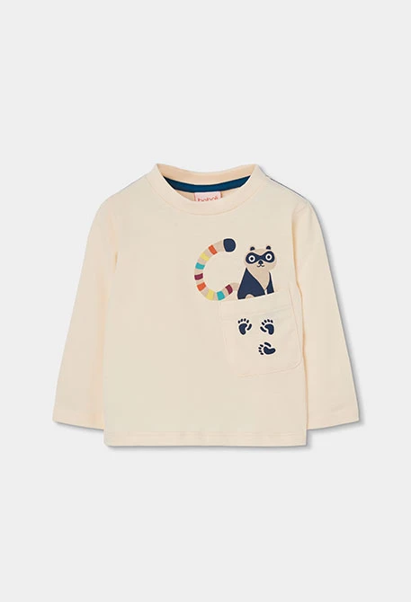 camiseta manga larga crudo con bolsillo mini niño Boboli - Imagen 2