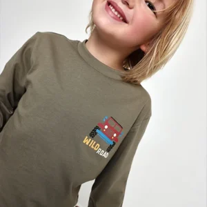 camiseta manga larga verde 4x4 mini niño Boboli