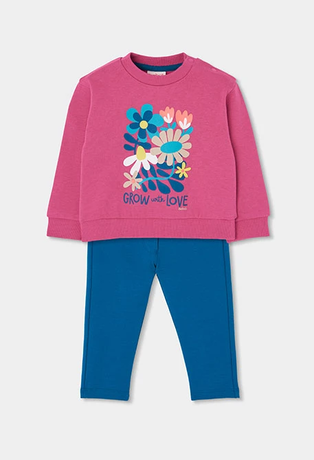 conjunto punto fucsia bordado mini niña Boboli - Imagen 3