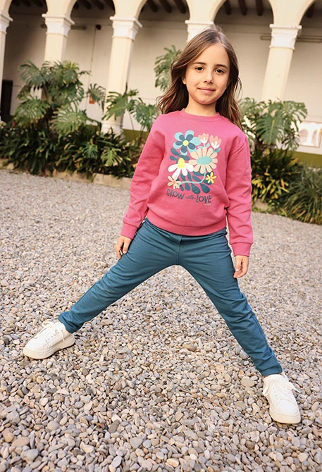 conjunto punto fucsia bordado mini niña Boboli
