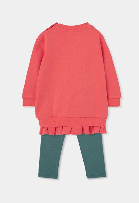 vestido punto naranja y legging verde mini niña Boboli - Imagen 4