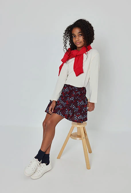 falda estampada flores volantes chica Boboli