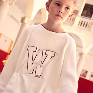 jersey tricotosa blanco con letras chico Boboli