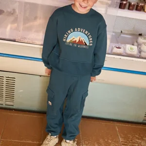 pantalón felpa azul bolsillos cargo mini niño Boboli