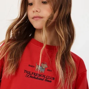 sudadera felpa granate bordada chica Boboli