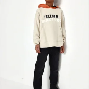 sudadera felpa beige con capucha chico Boboli