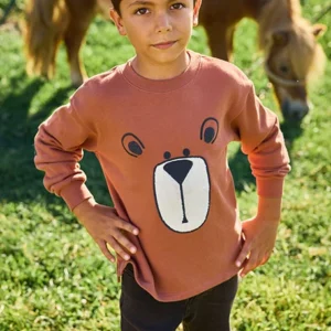sudadera felpa naranja oso mini niño Boboli